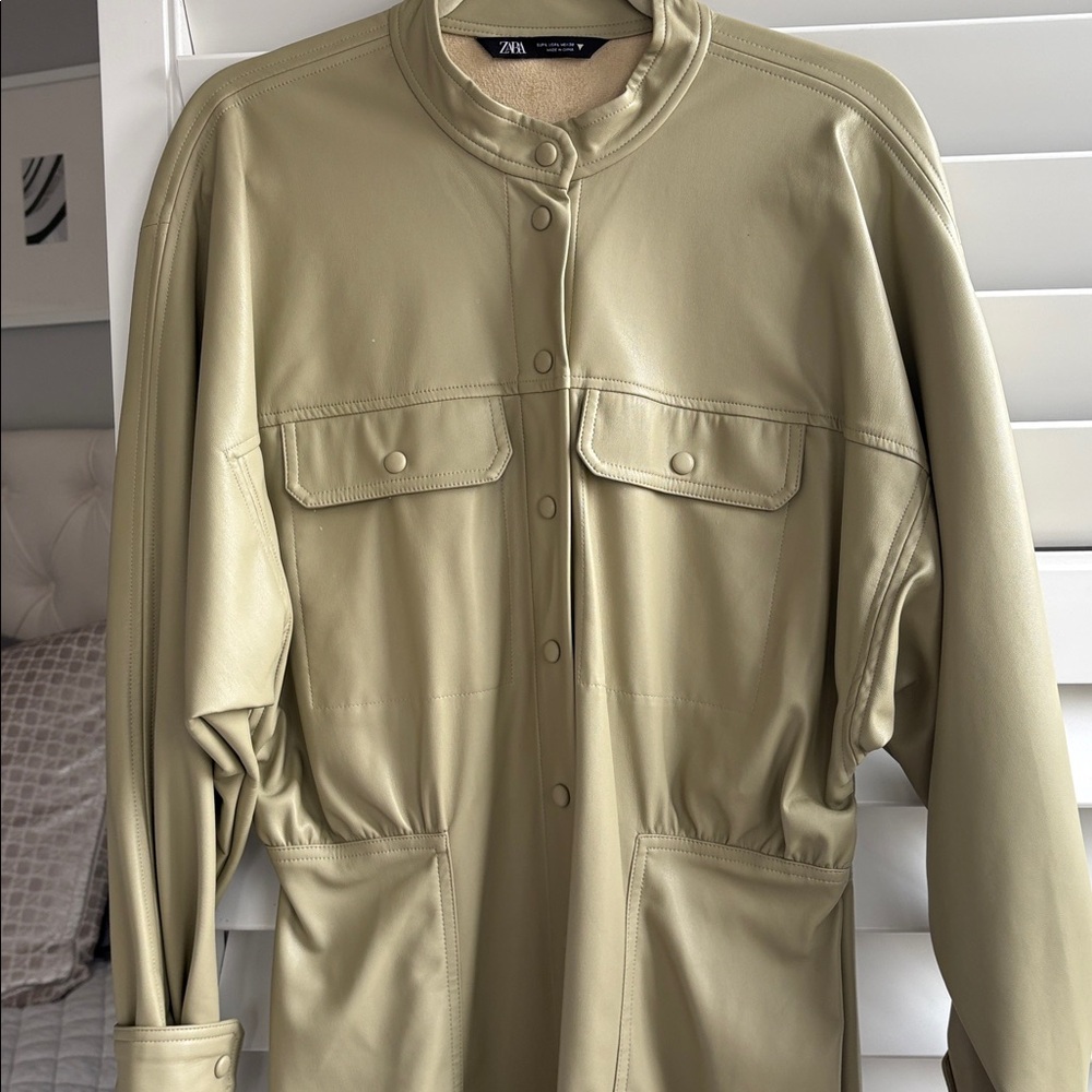 Zara  Women's Faux Leather Utility Dress - Picture 5 of 8